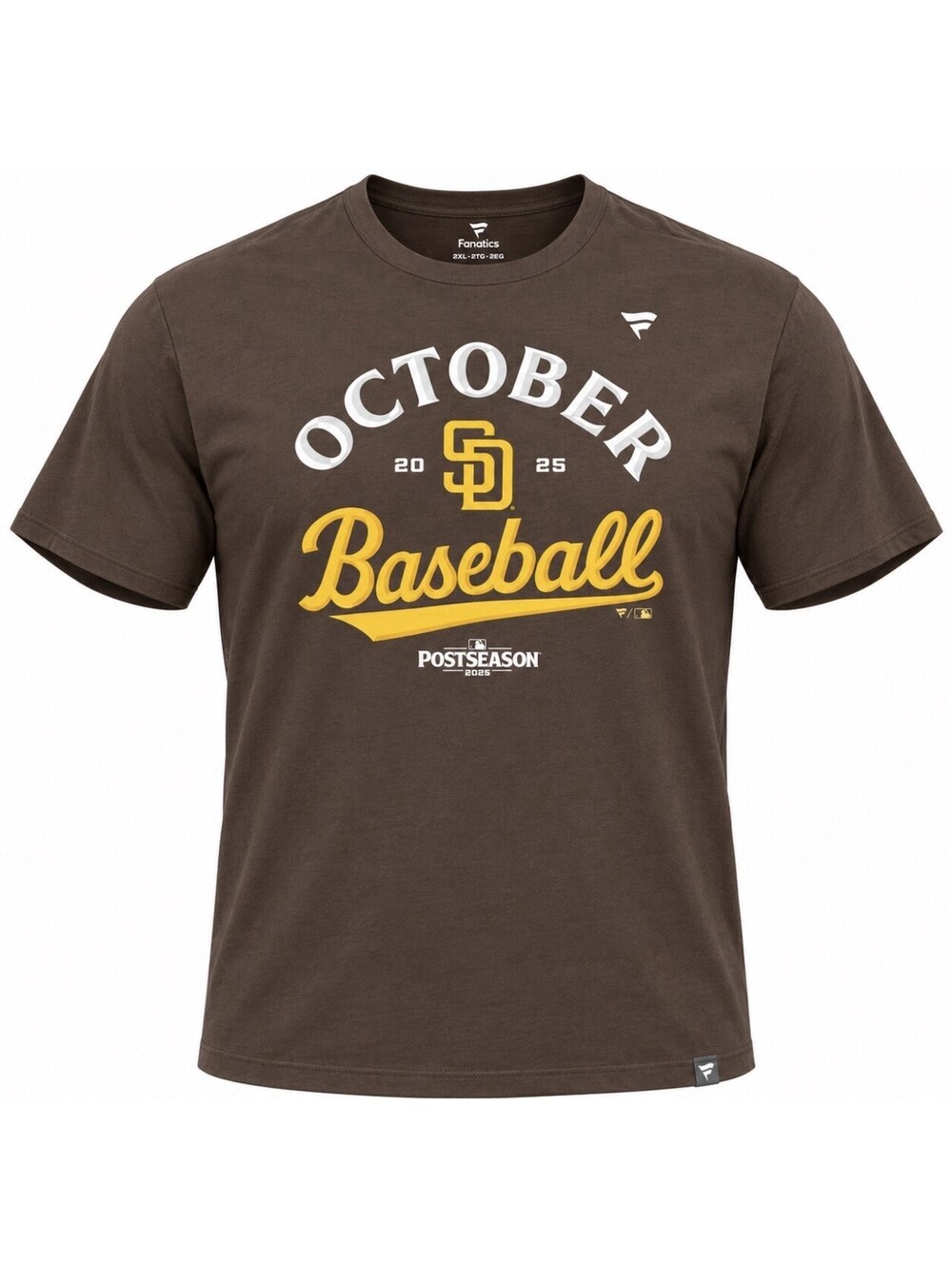 Fanatics San Diego Padres 2025 Postseason T-Shirt 2XL Brown October Baseball NWT
